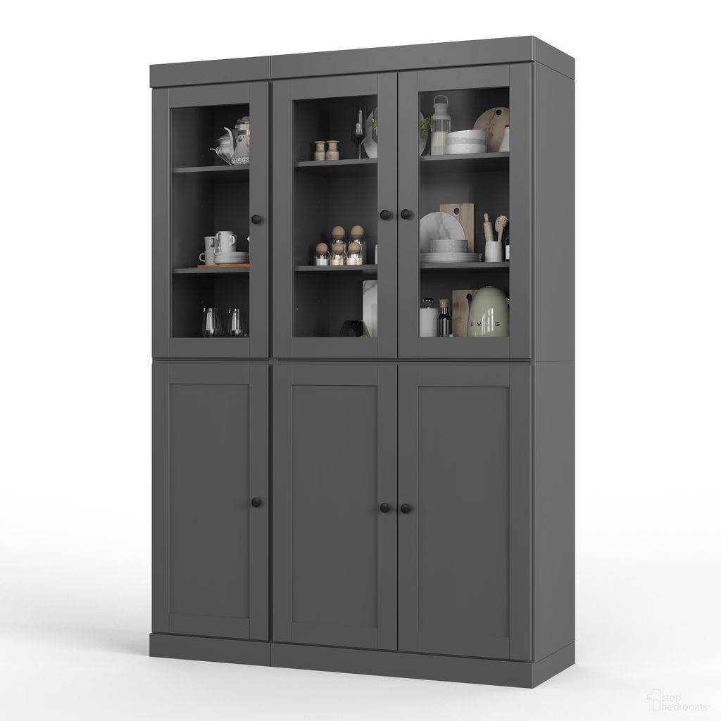 The appearance of Solid Wood 48.5" Pantry Cabinet With Clear Glass And 2-Drawers In Gray designed by Palace Imports in the modern / contemporary interior design. This gray piece of furniture was selected by 1StopBedrooms from to add a touch of cosiness and style into your home. Sku: 3325. Material: Solid Pine Wood.