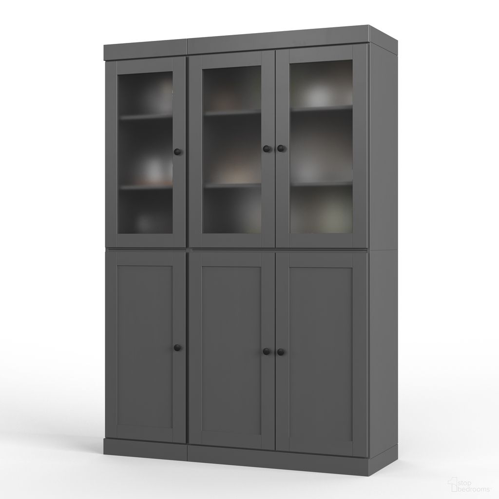 The appearance of Solid Wood 48.5" Pantry Cabinet With Frosted Glass And 2-Drawers In Gray designed by Palace Imports in the modern / contemporary interior design. This gray piece of furniture  was selected by 1StopBedrooms from  to add a touch of cosiness and style into your home. Sku: 3345. Material: Solid Pine Wood.