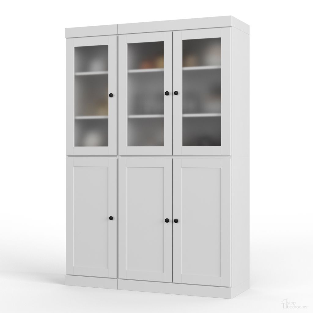 The appearance of Solid Wood 48.5" Pantry Cabinet With Frosted Glass And 2-Drawers In White designed by Palace Imports in the modern / contemporary interior design. This white piece of furniture was selected by 1StopBedrooms from to add a touch of cosiness and style into your home. Sku: 3341. Material: Solid Pine Wood.