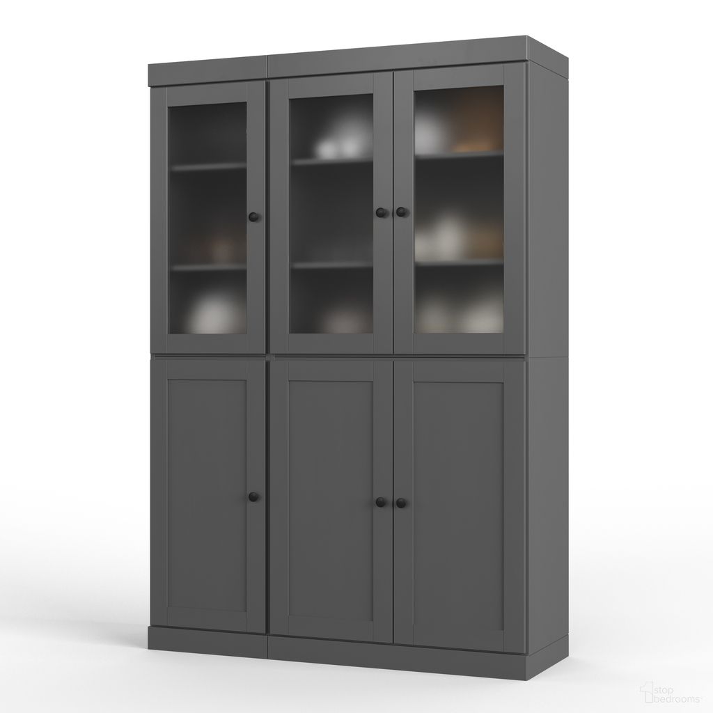 The appearance of Solid Wood 48.5" Pantry Cabinet With Frosted Glass And Shaker Doors In Gray designed by Palace Imports in the modern / contemporary interior design. This gray piece of furniture was selected by 1StopBedrooms from to add a touch of cosiness and style into your home. Sku: 3335. Material: Solid Pine Wood.