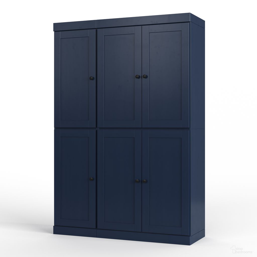 Solid Wood 48.5" Pantry Cabinet With Shaker Doors And 2-Drawers In Navy Blue