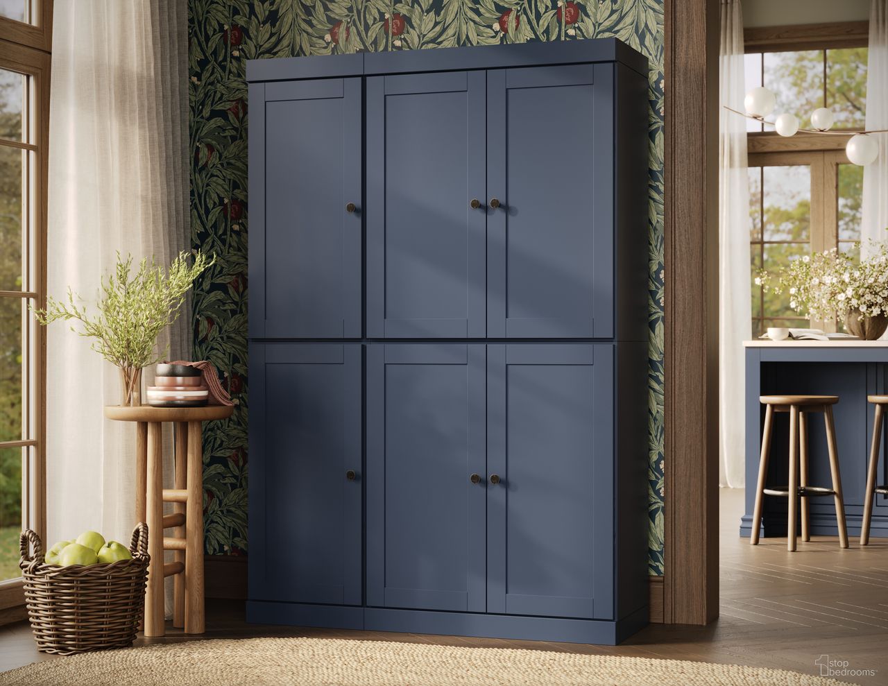 The appearance of Solid Wood 48.5" Pantry Cabinet With Shaker Doors And Adjustable Shelves In Antique Blue designed by Palace Imports in the modern / contemporary interior design. This antique blue piece of furniture was selected by 1StopBedrooms from to add a touch of cosiness and style into your home. Sku: 329-16. Material: Solid Pine Wood.