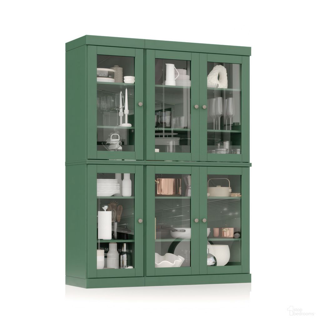 The appearance of Solid Wood 48.5" Pantry China Cabinet With Clear Glass Doors And Adjustable Shelves In Green designed by Palace Imports in the modern / contemporary interior design. This green piece of furniture  was selected by 1StopBedrooms from  to add a touch of cosiness and style into your home. Sku: 956-12. Material: Solid Pine Wood.