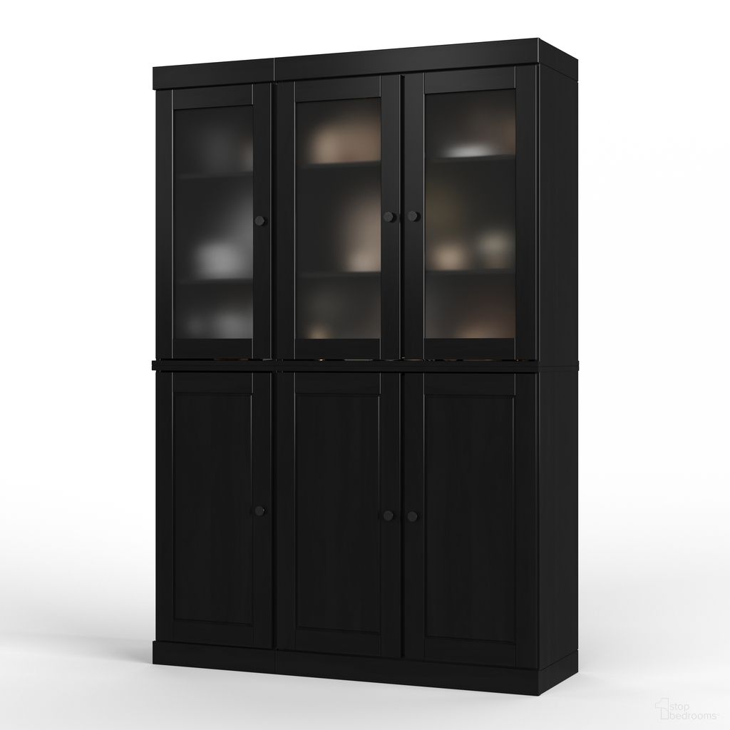 The appearance of Solid Wood 48.5" Pantry China Cabinet With Frosted Glass Doors And 2-Drawers In Black designed by Palace Imports in the modern / contemporary interior design. This black piece of furniture  was selected by 1StopBedrooms from  to add a touch of cosiness and style into your home. Sku: 9547. Material: Solid Pine Wood.