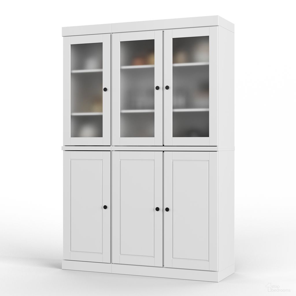 The appearance of Solid Wood 48.5" Pantry China Cabinet With Frosted Glass Doors And 2-Drawers In White designed by Palace Imports in the modern / contemporary interior design. This white piece of furniture  was selected by 1StopBedrooms from  to add a touch of cosiness and style into your home. Sku: 9541. Material: Solid Pine Wood.