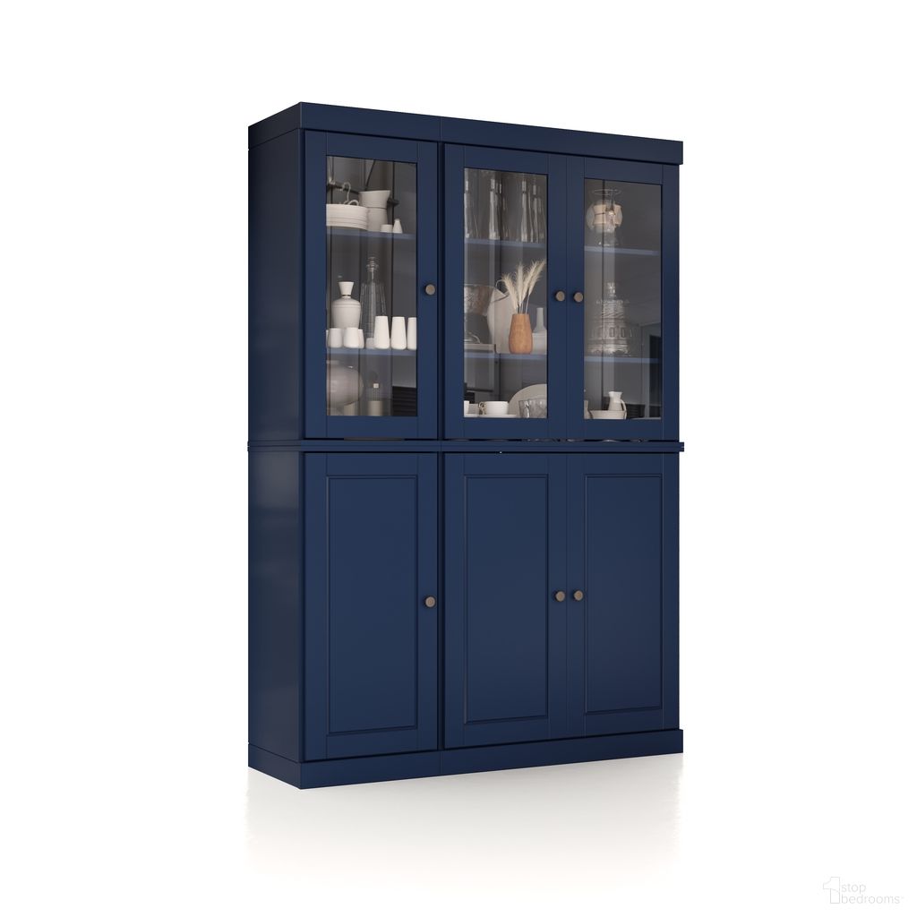 The appearance of Solid Wood 48.5" Pantry China Cabinet With Raised Panel And Clear Glass Doors In Navy Blue designed by Palace Imports in the modern / contemporary interior design. This navy blue piece of furniture was selected by 1StopBedrooms from to add a touch of cosiness and style into your home. Sku: 951-15. Material: Solid Pine Wood.