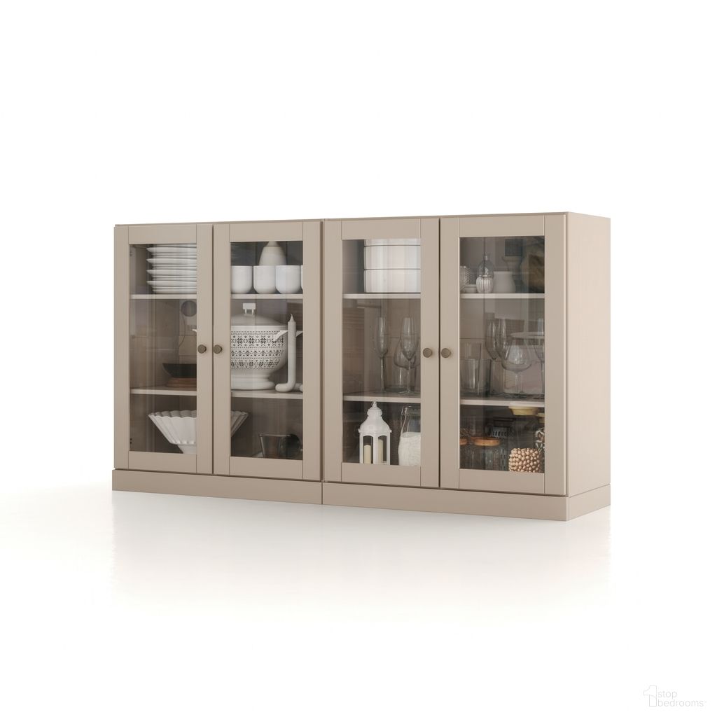 The appearance of Solid Wood 64" Sideboard With Clear Glass Doors And Adjustable Shelves In Beige designed by Palace Imports in the modern / contemporary interior design. This beige piece of furniture was selected by 1StopBedrooms from to add a touch of cosiness and style into your home. Sku: 971-14. Material: Solid Pine Wood.