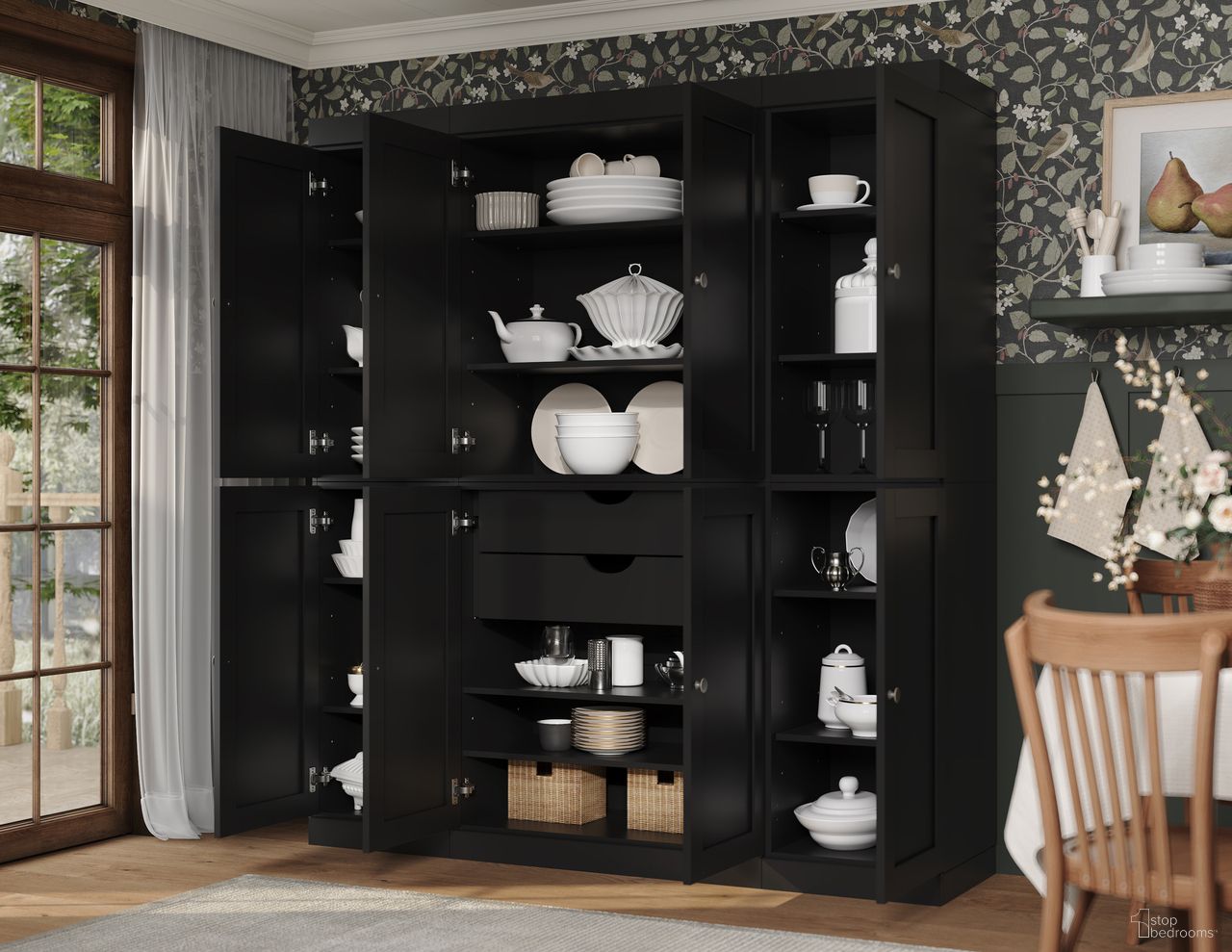The appearance of Solid Wood 65" Pantry Cabinet With Shaker Doors And 2-Drawers In Java designed by Palace Imports in the modern / contemporary interior design. This java piece of furniture was selected by 1StopBedrooms from to add a touch of cosiness and style into your home. Sku: 3377. Material: Solid Pine Wood.