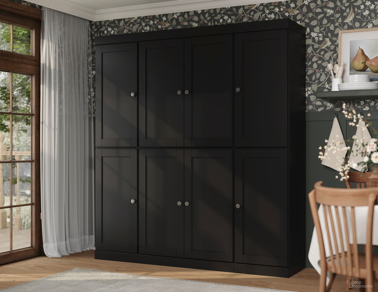 The appearance of Solid Wood 65" Pantry Cabinet With Shaker Doors And Adjustable Shelves In Java designed by Palace Imports in the modern / contemporary interior design. This java piece of furniture was selected by 1StopBedrooms from to add a touch of cosiness and style into your home. Sku: 3357. Material: Solid Pine Wood.