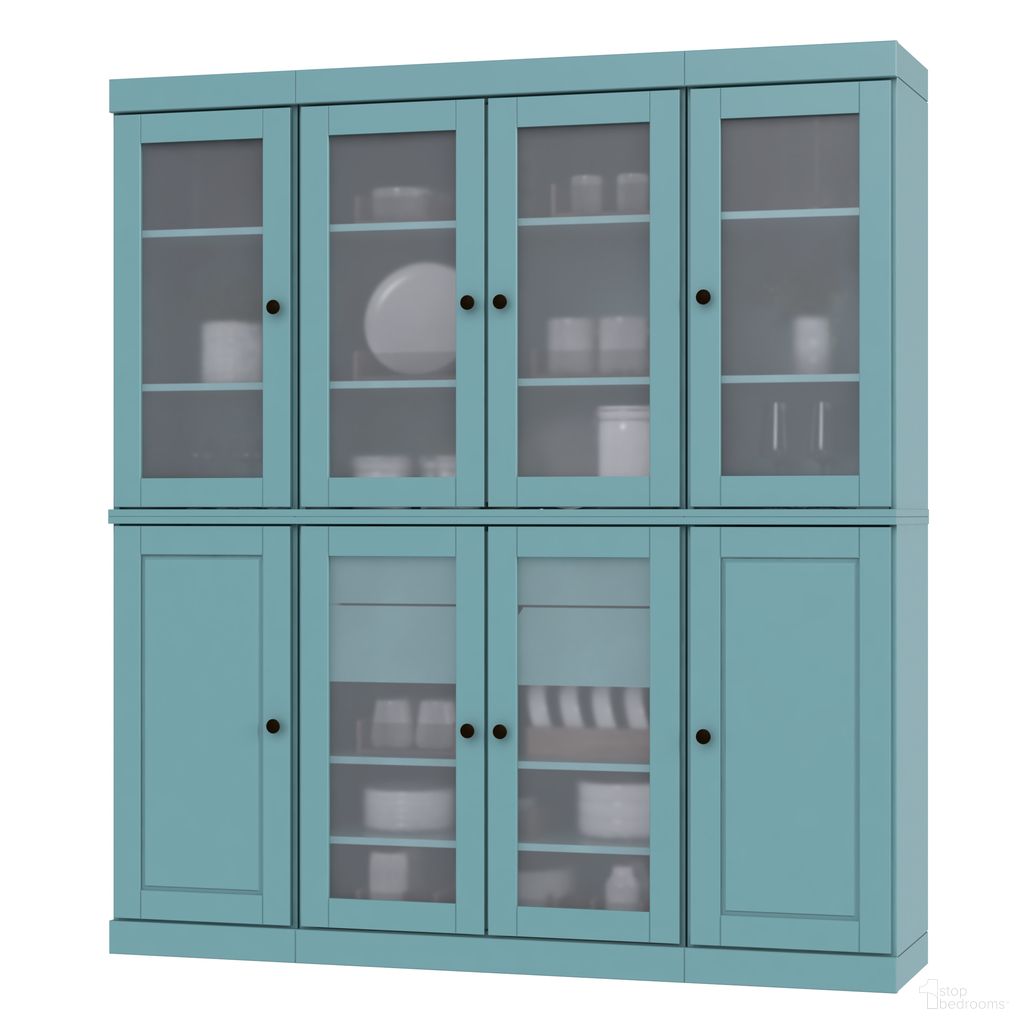 The appearance of Solid Wood 65" Pantry China Cabinet With Frosted Glass Doors And 2-Drawers In Aqua designed by Palace Imports in the modern / contemporary interior design. This aqua piece of furniture was selected by 1StopBedrooms from to add a touch of cosiness and style into your home. Sku: 966-11. Material: Solid Pine Wood.