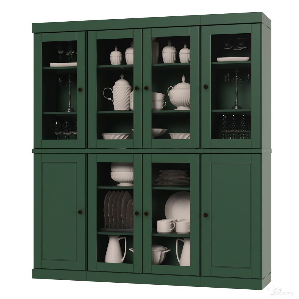 The appearance of Solid Wood 65" Pantry China Cabinet With Raised Panel And Clear Glass Doors In Green designed by Palace Imports in the modern / contemporary interior design. This green piece of furniture was selected by 1StopBedrooms from to add a touch of cosiness and style into your home. Sku: 961-12. Material: Solid Pine Wood.