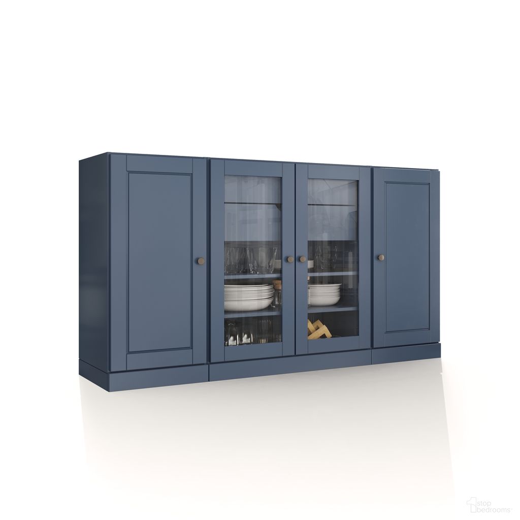 The appearance of Solid Wood 65" Sideboard With Clear Glass Doors And 2-Drawers In Antique Blue designed by Palace Imports in the modern / contemporary interior design. This antique blue piece of furniture was selected by 1StopBedrooms from to add a touch of cosiness and style into your home. Sku: 979-16. Material: Solid Pine Wood.