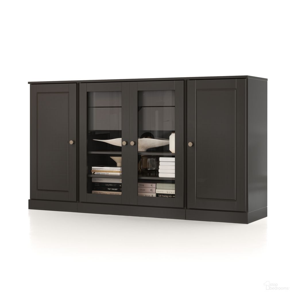 The appearance of Solid Wood 65" Sideboard With Clear Glass Doors And 2-Drawers In Black designed by Palace Imports in the modern / contemporary interior design. This black piece of furniture  was selected by 1StopBedrooms from  to add a touch of cosiness and style into your home. Sku: 9797. Material: Solid Pine Wood.