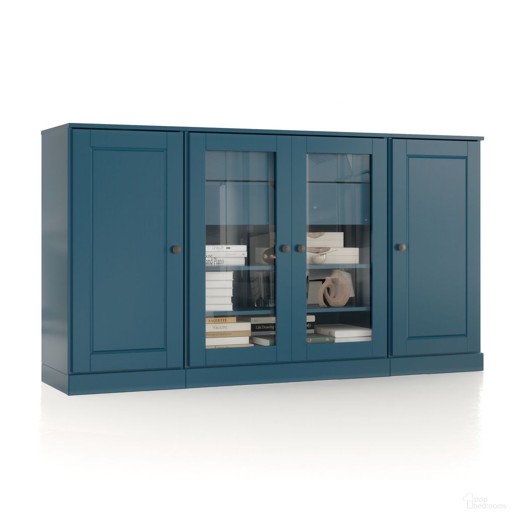 The appearance of Solid Wood 65" Sideboard With Clear Glass Doors And 2-Drawers In Teal Blue designed by Palace Imports in the modern / contemporary interior design. This teal blue piece of furniture was selected by 1StopBedrooms from to add a touch of cosiness and style into your home. Sku: 9798. Material: Solid Pine Wood.