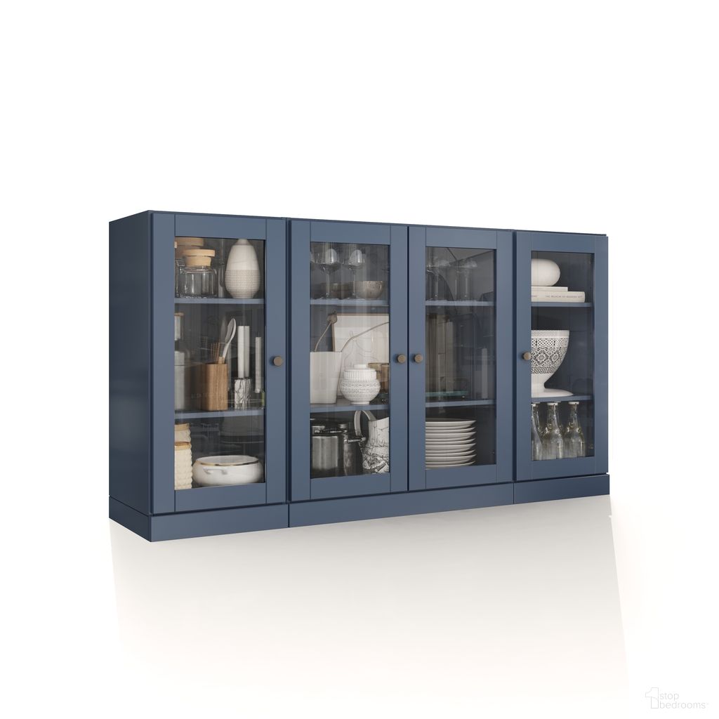 The appearance of Solid Wood 65" Sideboard With Clear Glass Doors And Adjustable Shelves In Antique Blue designed by Palace Imports in the modern / contemporary interior design. This antique blue piece of furniture was selected by 1StopBedrooms from to add a touch of cosiness and style into your home. Sku: 932-16. Material: Solid Pine Wood.
