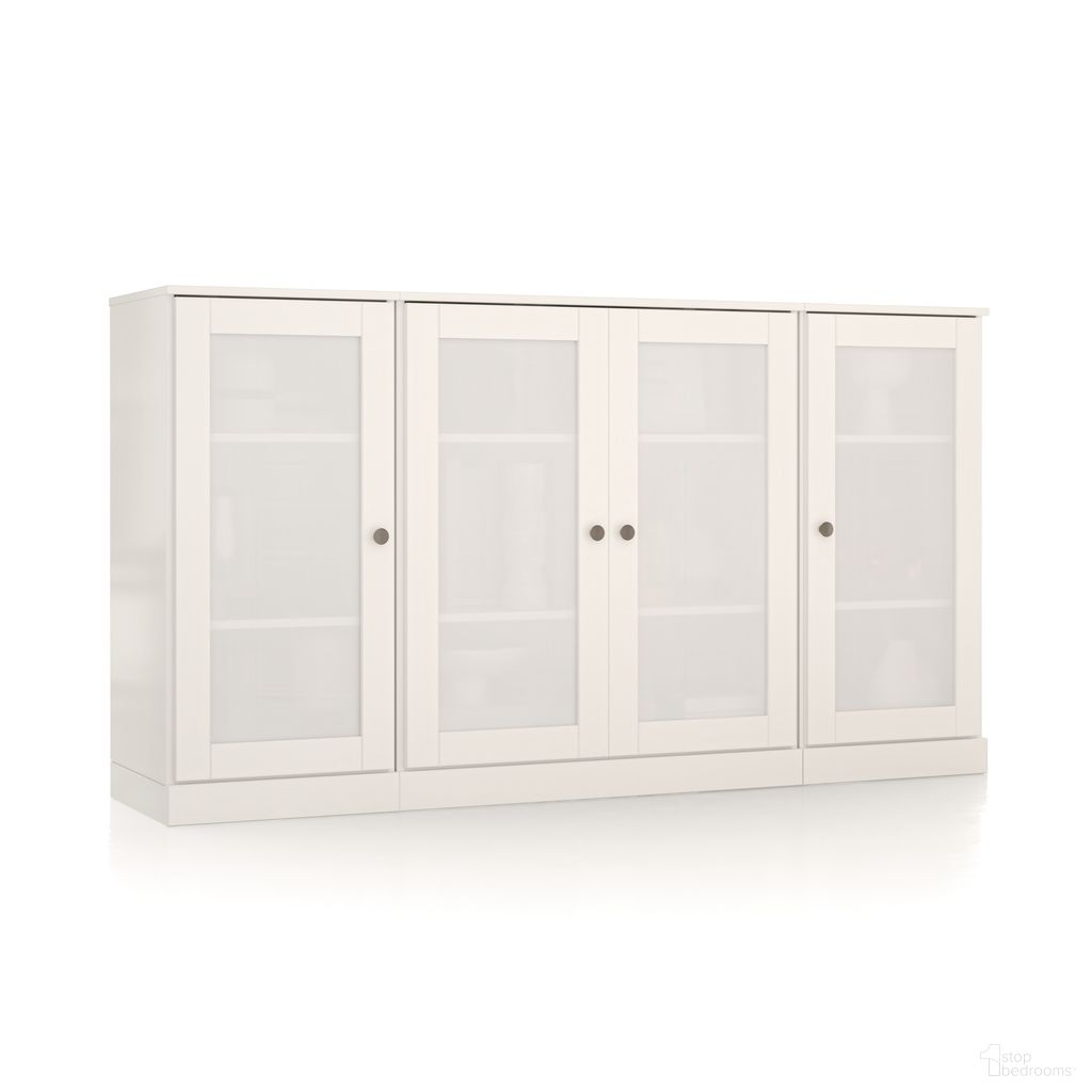 The appearance of Solid Wood 65" Sideboard With Frosted Glass Doors And Adjustable Shelves In White designed by Palace Imports in the modern / contemporary interior design. This white piece of furniture  was selected by 1StopBedrooms from  to add a touch of cosiness and style into your home. Sku: 9331. Material: Solid Pine Wood.