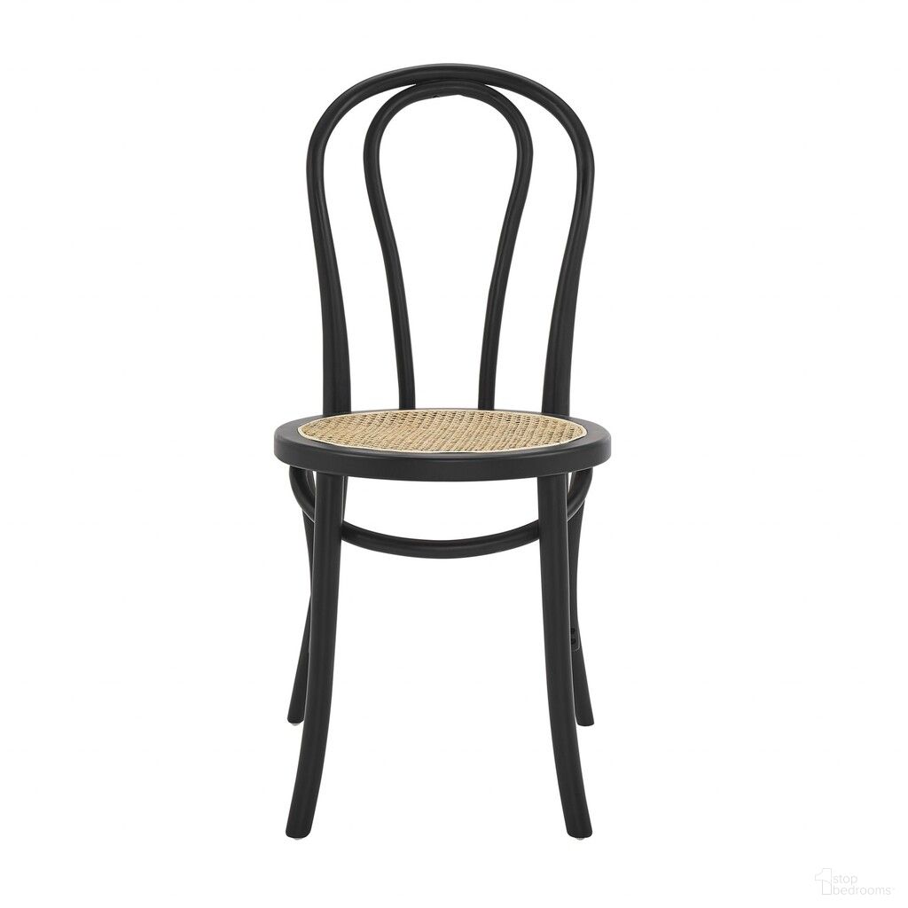 The appearance of Solid Wood and Rattan Curved Back Dining Side Chairs Set of 2 In Black and Natural designed by Homeroots in the transitional interior design. This black and natural piece of furniture  was selected by 1StopBedrooms from  to add a touch of cosiness and style into your home. Sku: 400646. Material: Wicker. Chair Type: Side Chair.