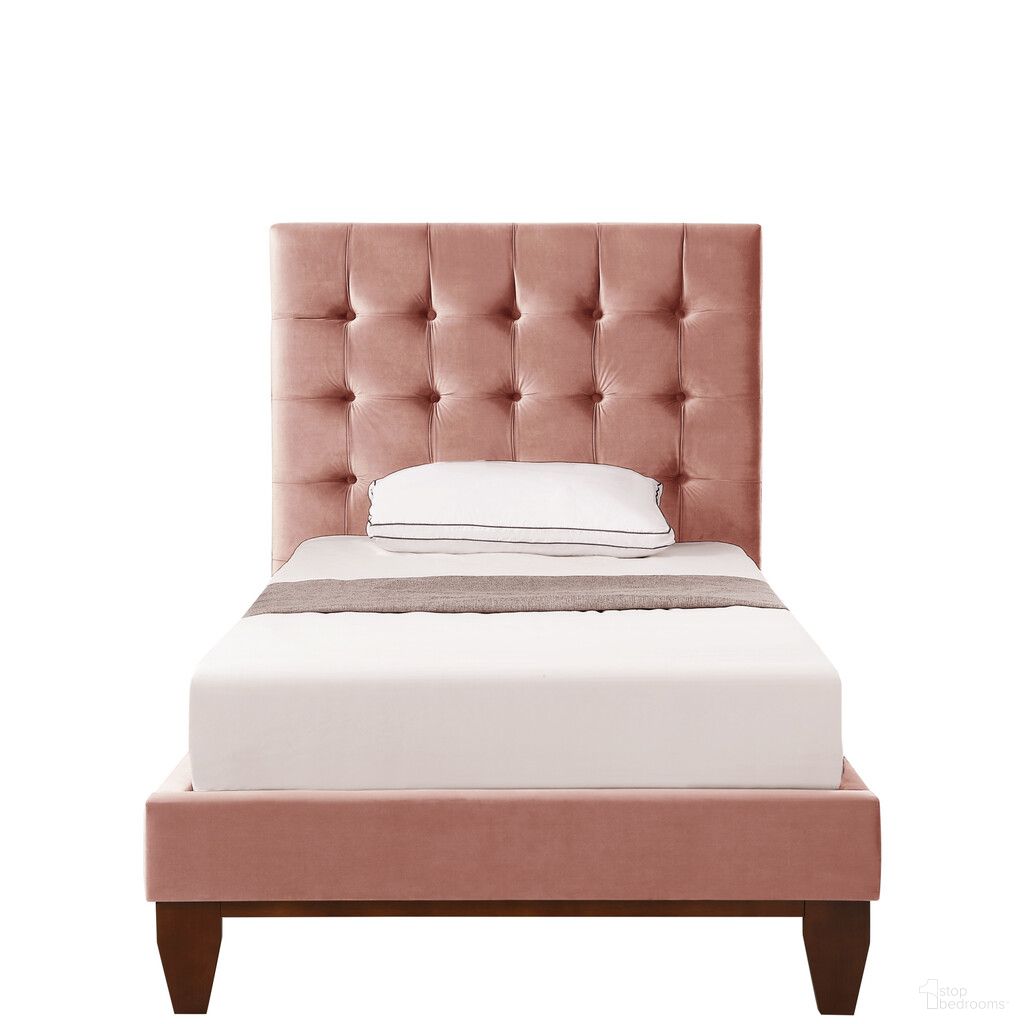 Solid Wood Full Tufted Upholstered Velvet Bed In Blush