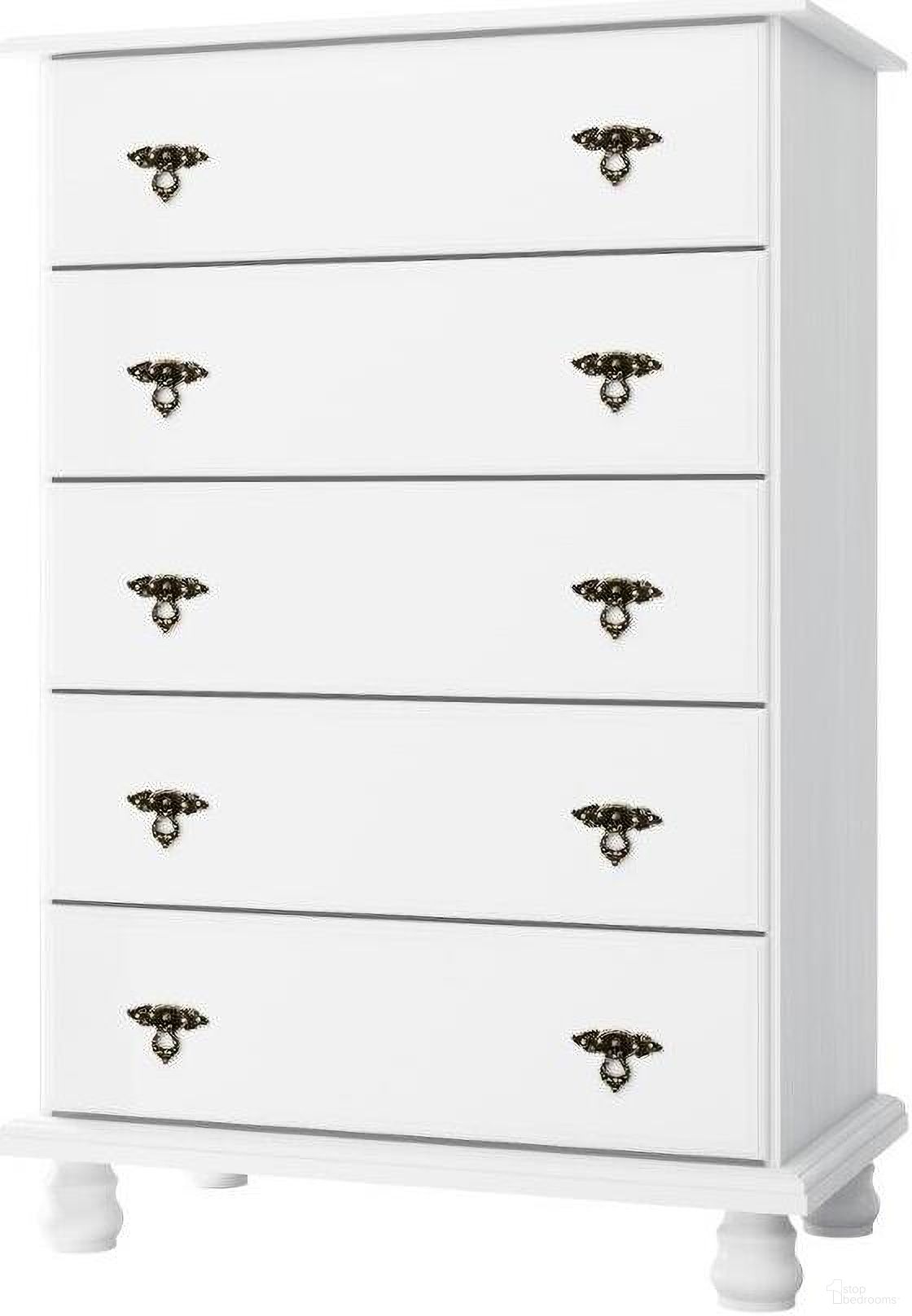 The appearance of Solid Wood Kyle 5-Drawer Chest In White designed by Palace Imports in the traditional interior design. This white piece of furniture was selected by 1StopBedrooms from Kyle Collection to add a touch of cosiness and style into your home. Sku: 8301. Material: Wood.
