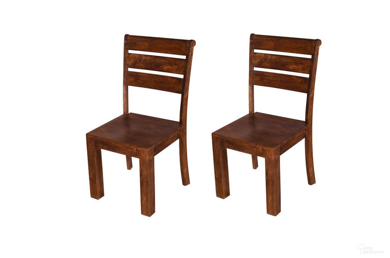 Solid Wood Ladder Back Dining Side Chairs Set of 2 In Brown