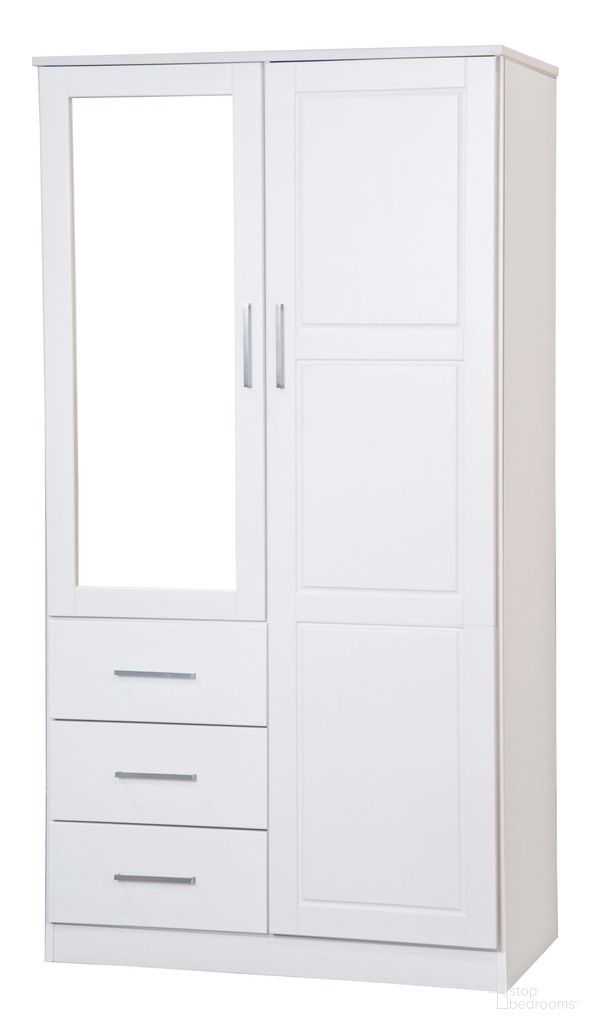 The appearance of Solid Wood Metro 2-Door Wardrobe With Mirrored Door In White designed by Palace Imports in the modern / contemporary interior design. This white piece of furniture was selected by 1StopBedrooms from to add a touch of cosiness and style into your home. Sku: 7101M. Material: Solid Pine Wood.