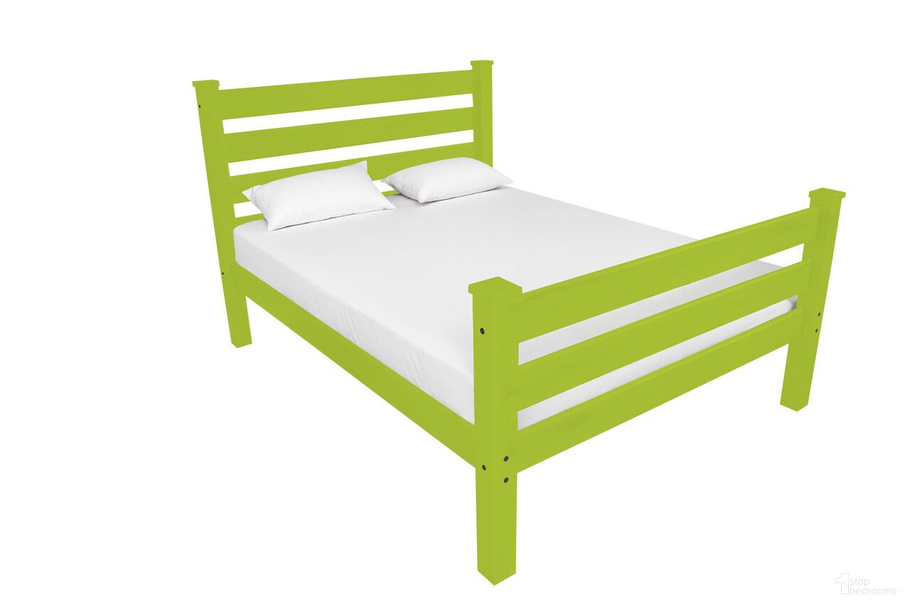 Solid Wood Queen Bed Frame In Lime Green