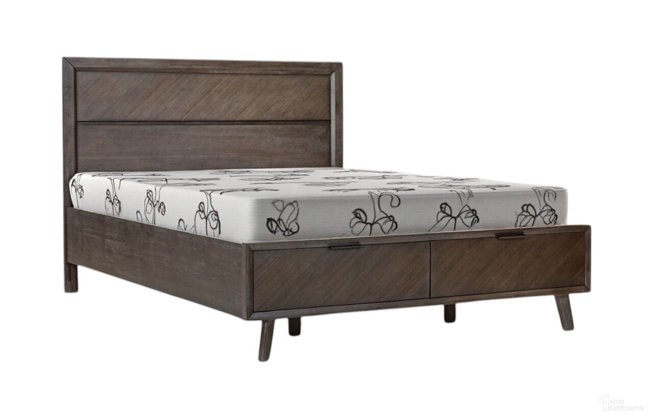 Solid Wood Queen with Two Drawers Bed Frame In Dark Brown