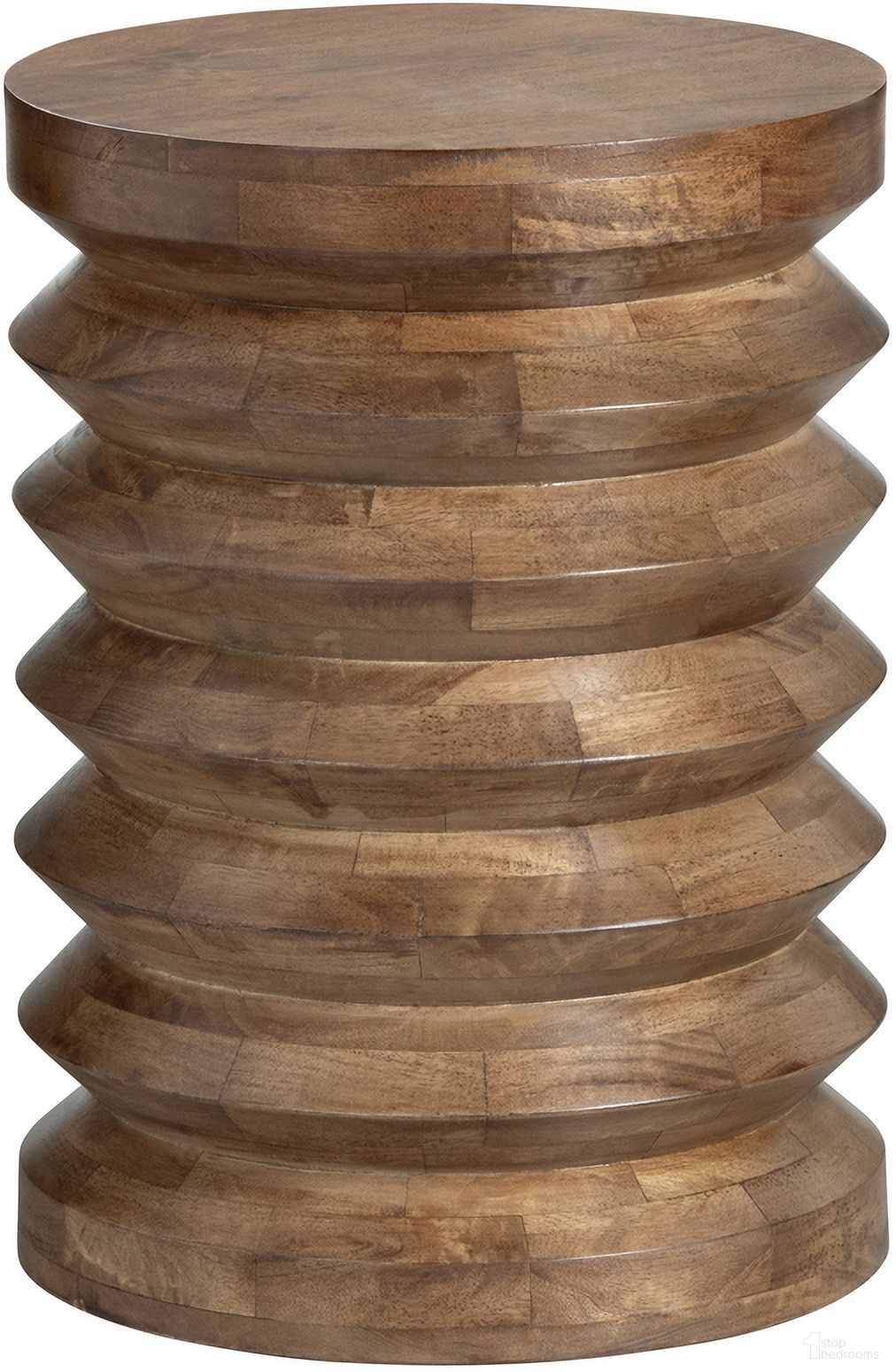 Solid Wood Round Accent/End Table In Brown