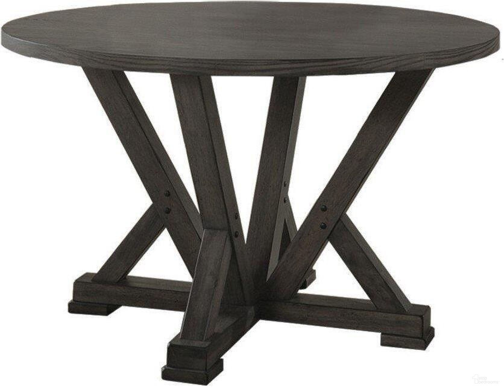 The appearance of Solid Wood Round Dining Table In Antique Rustic Gray designed by Best Master Furniture in the transitional interior design. This rustic gray piece of furniture  was selected by 1StopBedrooms from  to add a touch of cosiness and style into your home. Sku: ANNAAGT. Table Base Style: Pedestal. Table Top Shape: Round. Material: Wood. Size: 47".