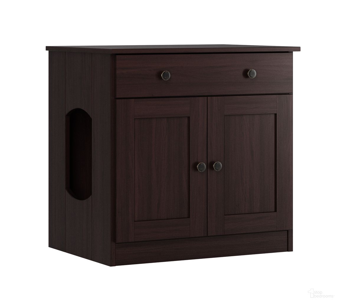 Solid Wood Ziva 2-Door Cat Litter Box Enclosure In Java