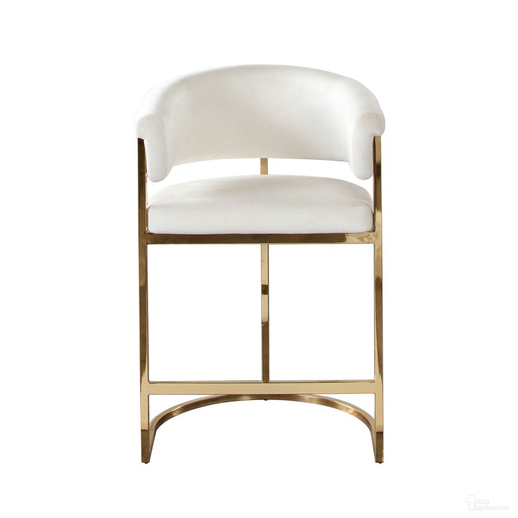 Solstice Counter Height Chair In Cream Velvet with Polished Gold Metal Frame