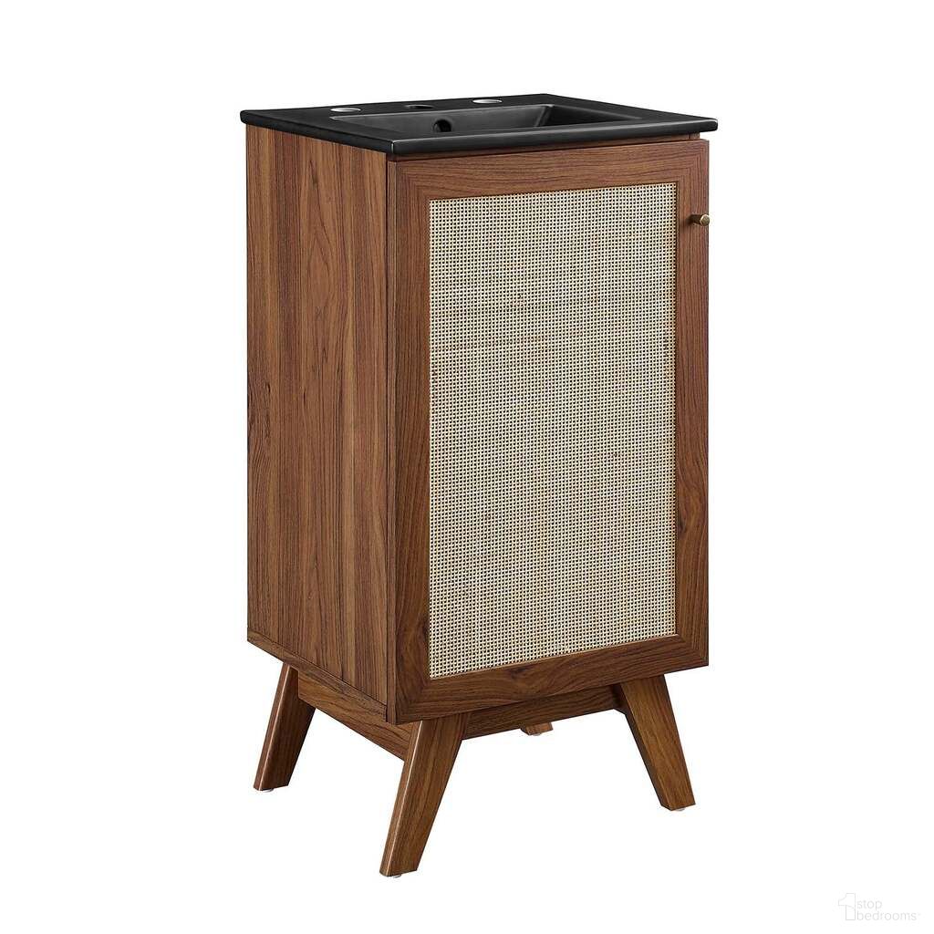 The appearance of Soma 18 Inch Bathroom Vanity In Walnut and Black designed by Modway in the modern / contemporary interior design. This walnut and black piece of furniture  was selected by 1StopBedrooms from Soma Collection to add a touch of cosiness and style into your home. Sku: EEI-5068-BLK;EEI-6585-WAL. Material: Wood.