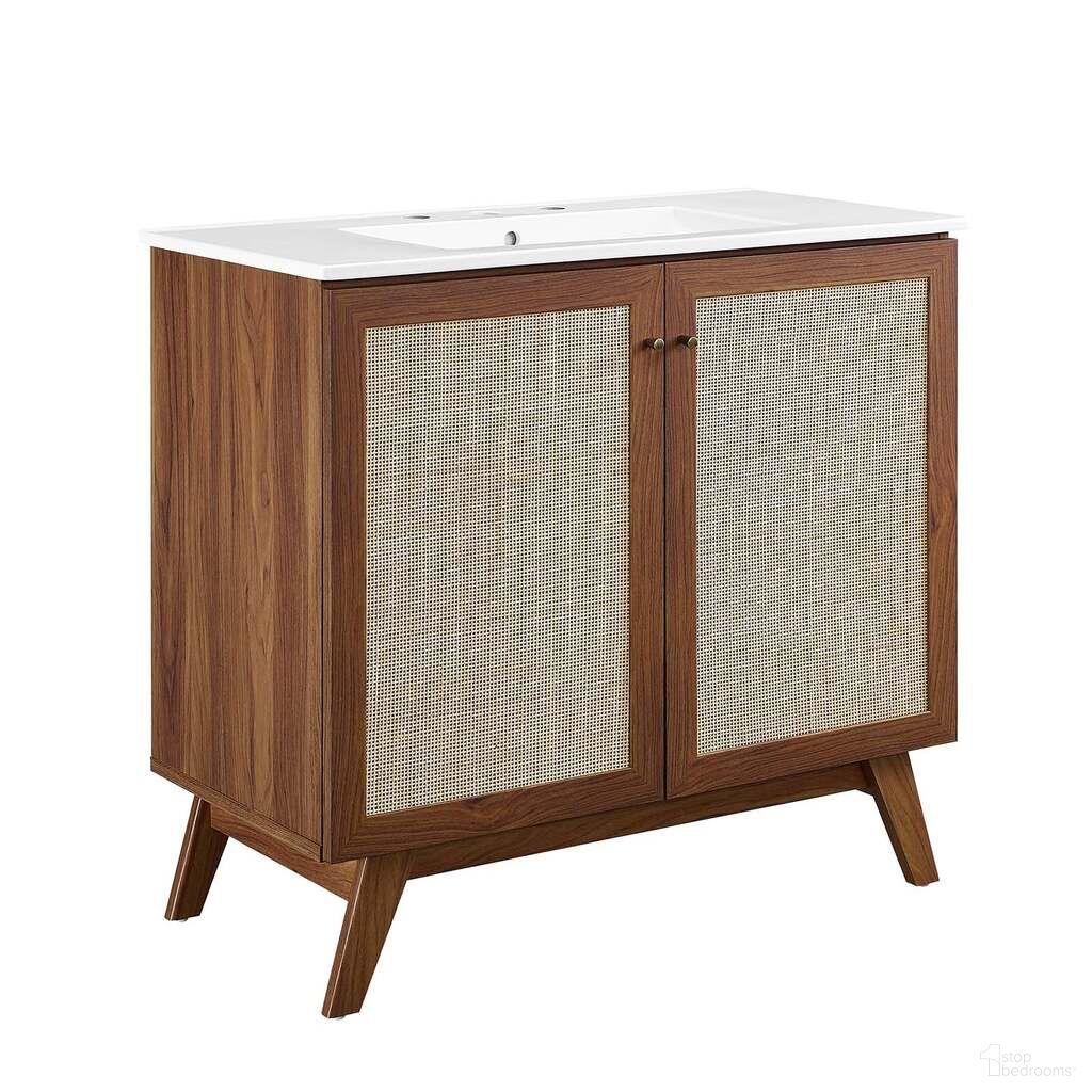 The appearance of Soma 36 Inch Bathroom Vanity In Walnut and White designed by Modway in the modern / contemporary interior design. This walnut and white piece of furniture was selected by 1StopBedrooms from Soma Collection to add a touch of cosiness and style into your home. Sku: EEI-4203-WHI;EEI-6588-WAL. Material: Wood.