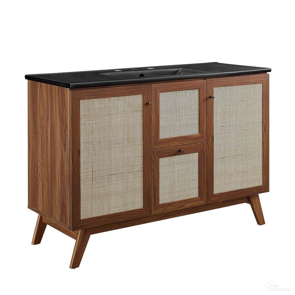 The appearance of Soma 48 Inch Single Sink Bathroom Vanity In Walnut and Black designed by Modway in the modern / contemporary interior design. This walnut and black piece of furniture was selected by 1StopBedrooms from Soma Collection to add a touch of cosiness and style into your home. Sku: EEI-5072-BLK;EEI-6589-WAL. Material: Wood.