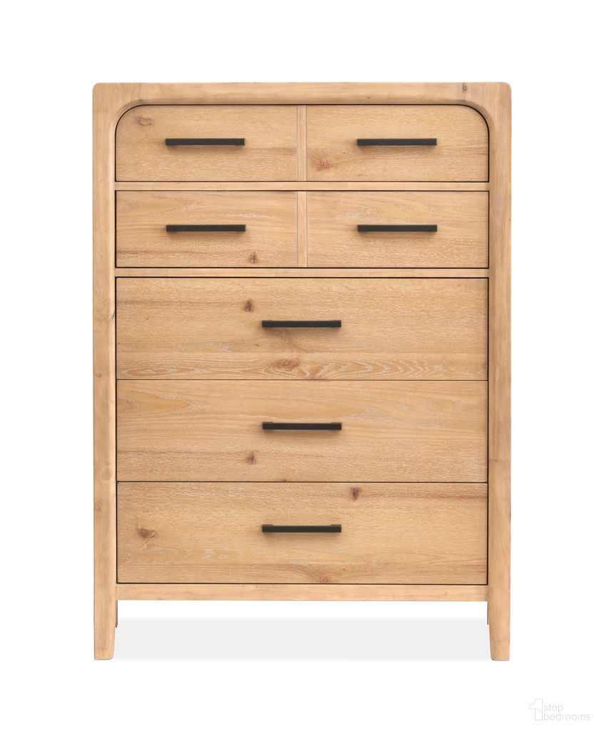 The appearance of Somerset Drawer Chest In Butternut designed by Magnussen in the modern / contemporary interior design. This butternut piece of furniture  was selected by 1StopBedrooms from Somerset Collection to add a touch of cosiness and style into your home. Sku: B5684-10. Material: Oak Veneer.