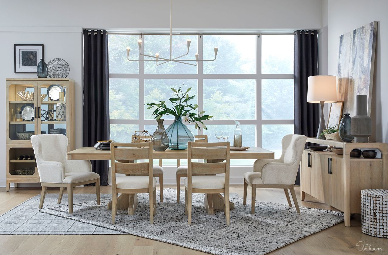 Somerset Extendable Trestle Dining Set In Butternut
