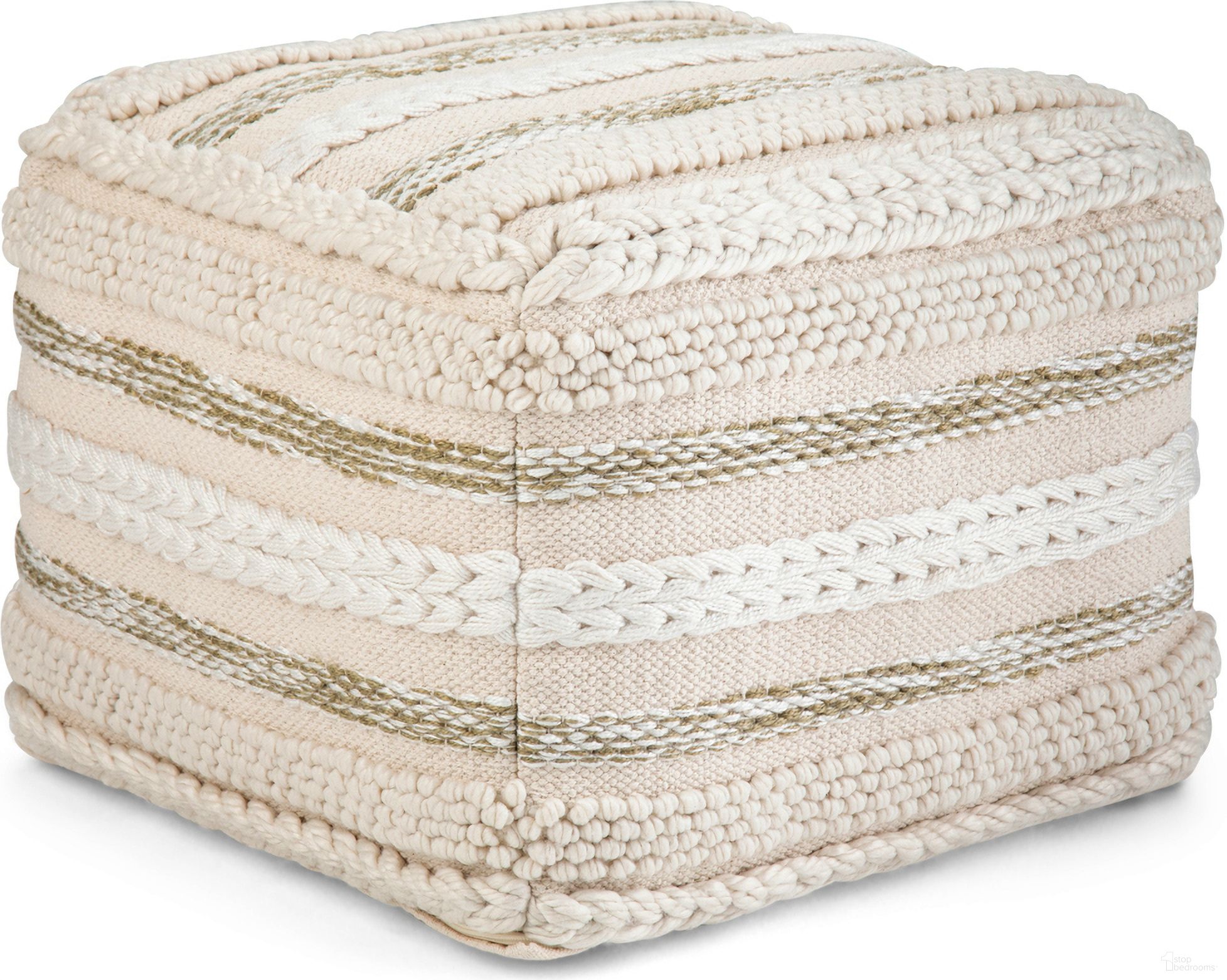 The appearance of Sommer Handloom Woven Pattern Square Pouf In Natural designed by Simpli Home in the bohemian interior design. This natural piece of furniture was selected by 1StopBedrooms from Sommer Collection to add a touch of cosiness and style into your home. Sku: AXCPF-65. Material: Cotton.