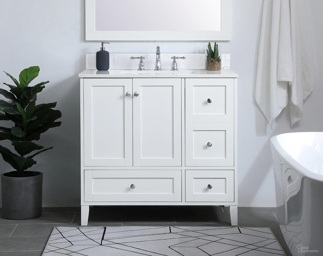 Sommerville 36 Inch Single Bathroom Vanity In White With Backsplash