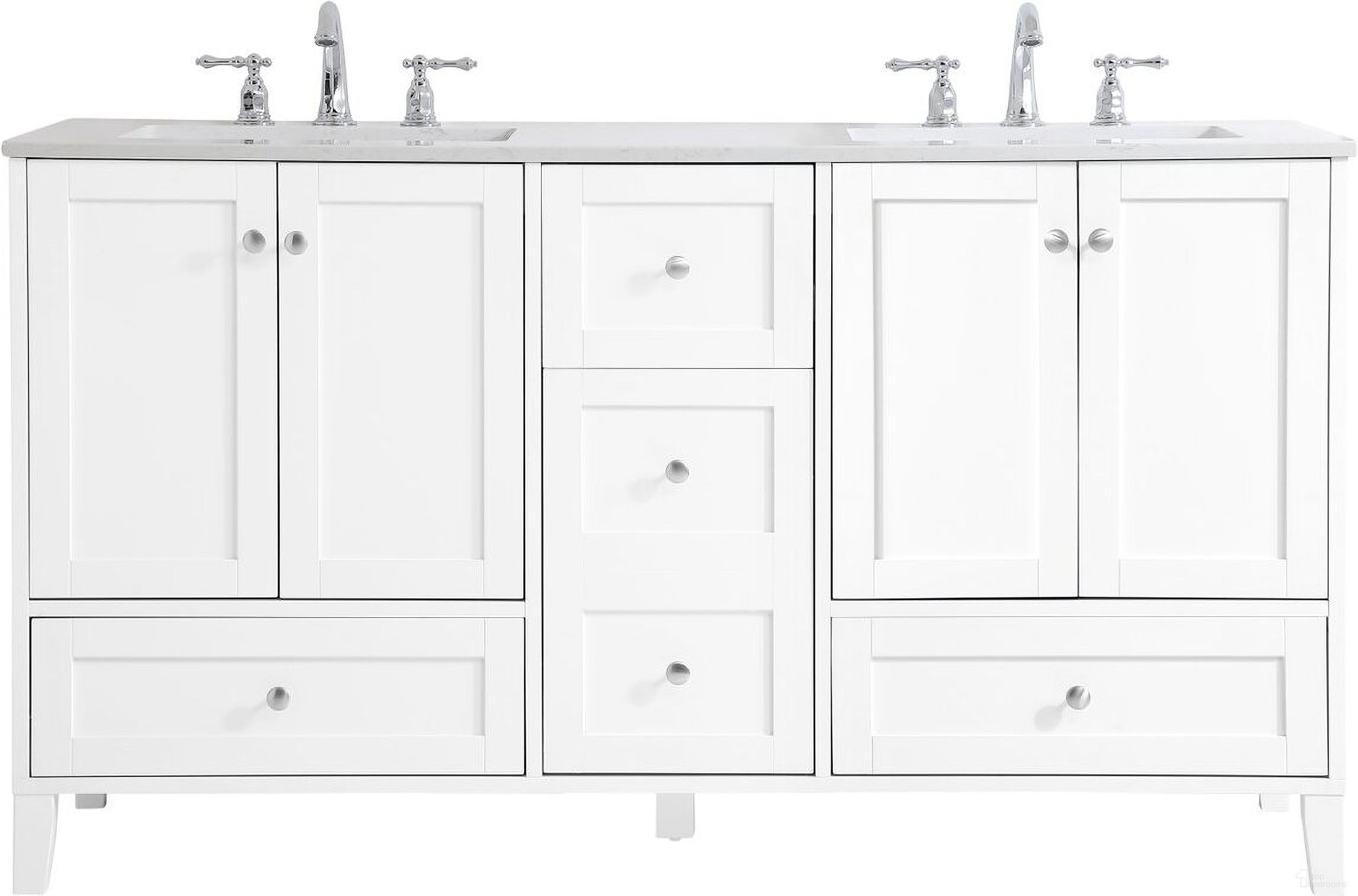 Sommerville 60 Inch Double Bathroom Vanity In White by Elegant Lighting