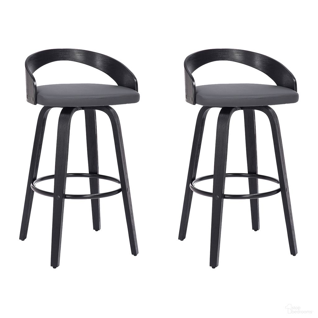 Sonia 26 Inch Counter Height Swivel Bar Stool Set of 2 In Gray and Black