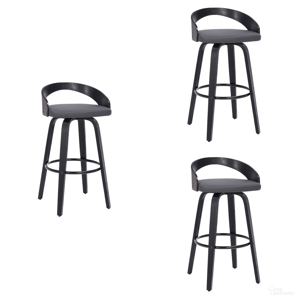 Sonia 26 Inch Counter Height Swivel Bar Stool Set of 3 In Gray and Black