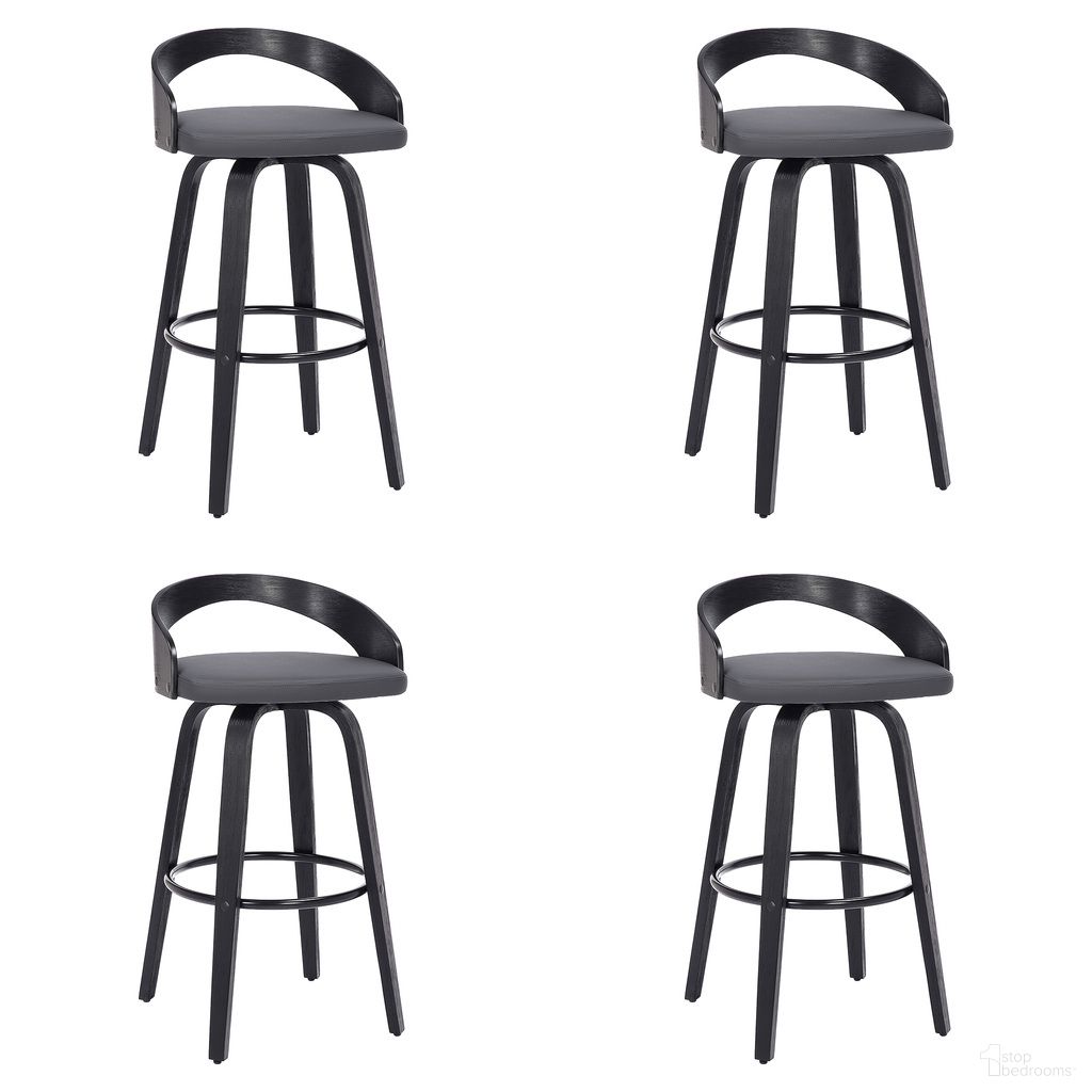 Sonia 26 Inch Counter Height Swivel Bar Stool Set of 4 In Gray and Black