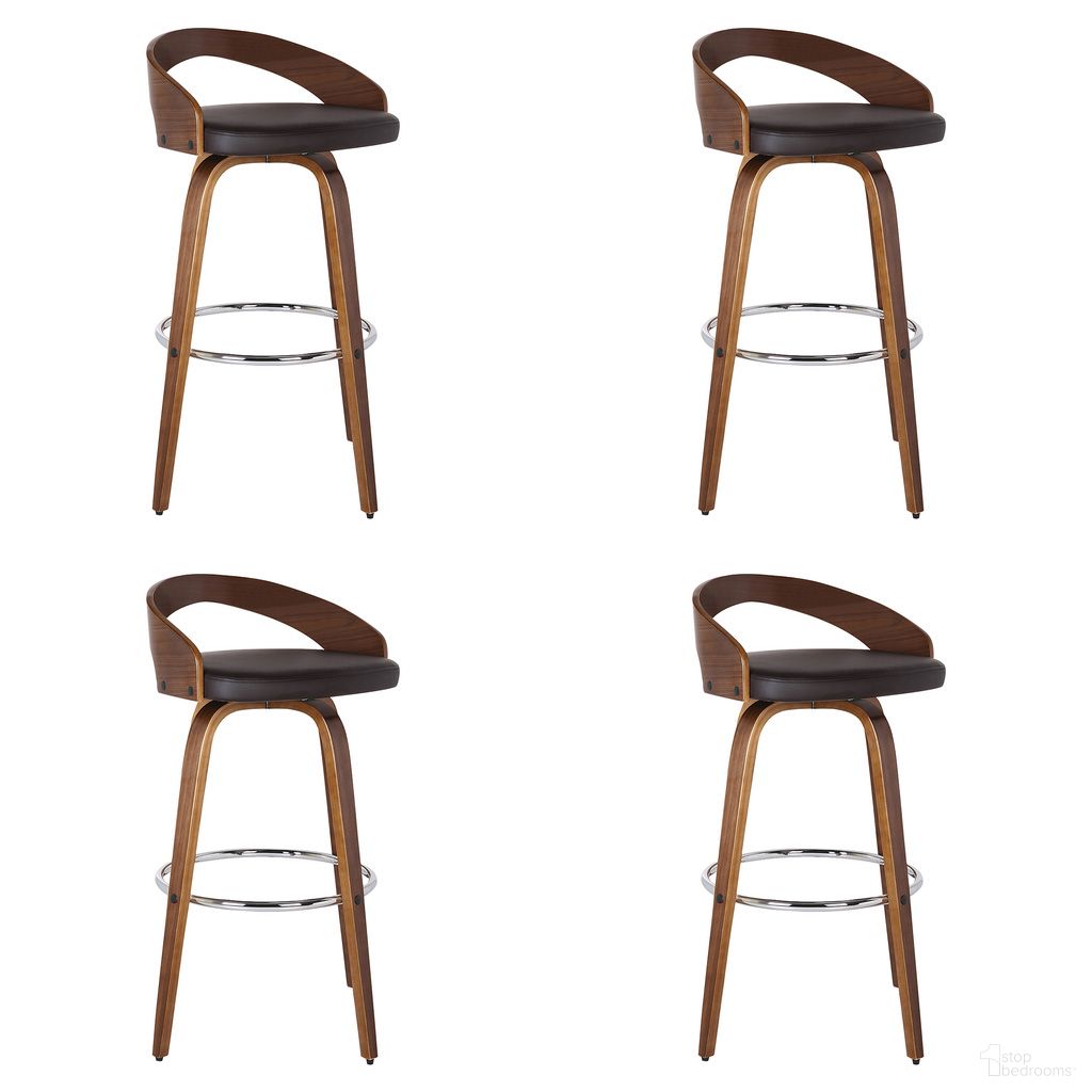 Sonia 30 Inch Bar Height Swivel Bar Stool Set of 4 In Brown and Walnut
