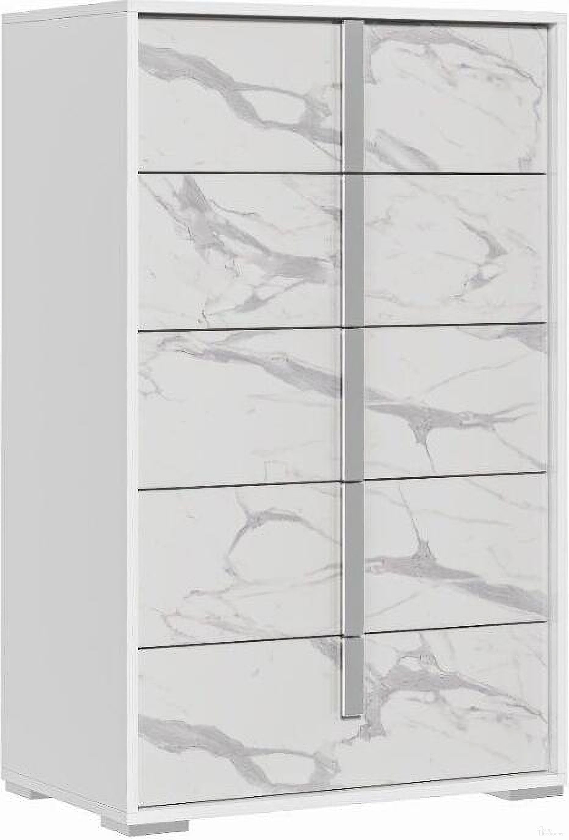 The appearance of Sonia Chest In White and Grey designed by J&M in the modern / contemporary interior design. This white and grey piece of furniture  was selected by 1StopBedrooms from Sonia Collection to add a touch of cosiness and style into your home. Sku: 19965-C. Material: Faux Marble.