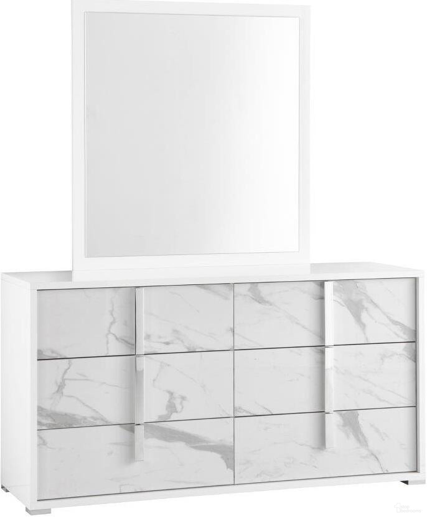 The appearance of Sonia Dresser In White and Grey designed by J&M in the modern / contemporary interior design. This white and grey piece of furniture  was selected by 1StopBedrooms from Sonia Collection to add a touch of cosiness and style into your home. Sku: 19965-D. Material: Wood.