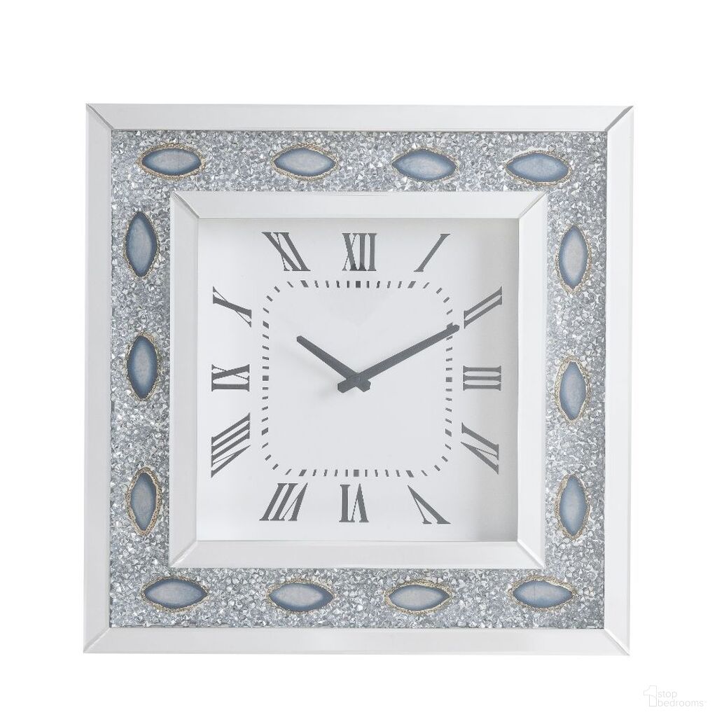 The appearance of Sonia Faux Agate Wall Clock designed by ACME in the transitional interior design. This white piece of furniture  was selected by 1StopBedrooms from Sonia Collection to add a touch of cosiness and style into your home. Sku: 97047. Material: Wood.