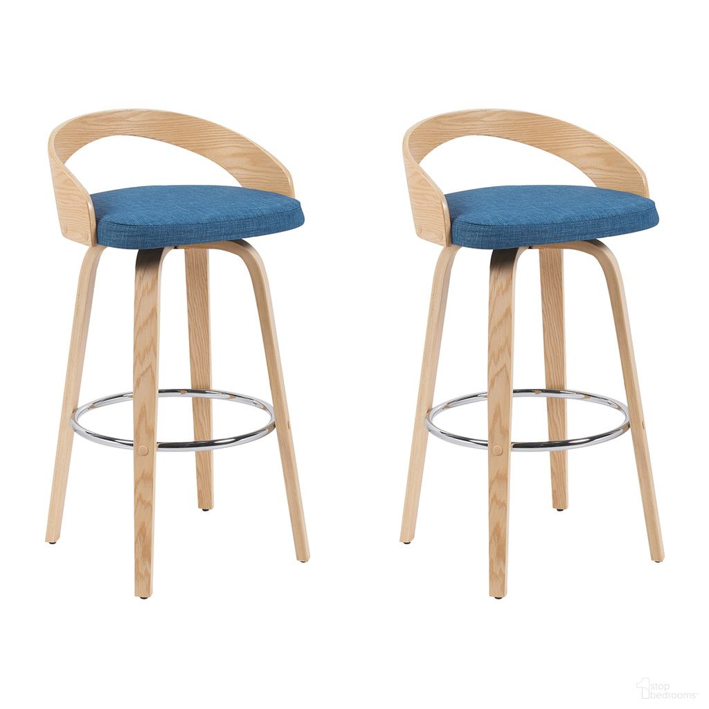 The appearance of Sonia Swivel Bar Height Stool Set of 2 In Blue and Patterned Oak designed by Armen Living in the modern / contemporary interior design. This blue and patterned oak piece of furniture  was selected by 1StopBedrooms from Sonia Collection to add a touch of cosiness and style into your home. Sku: LCSOBABLUPO30;LCSOBABLUPO30. Material: Metal.