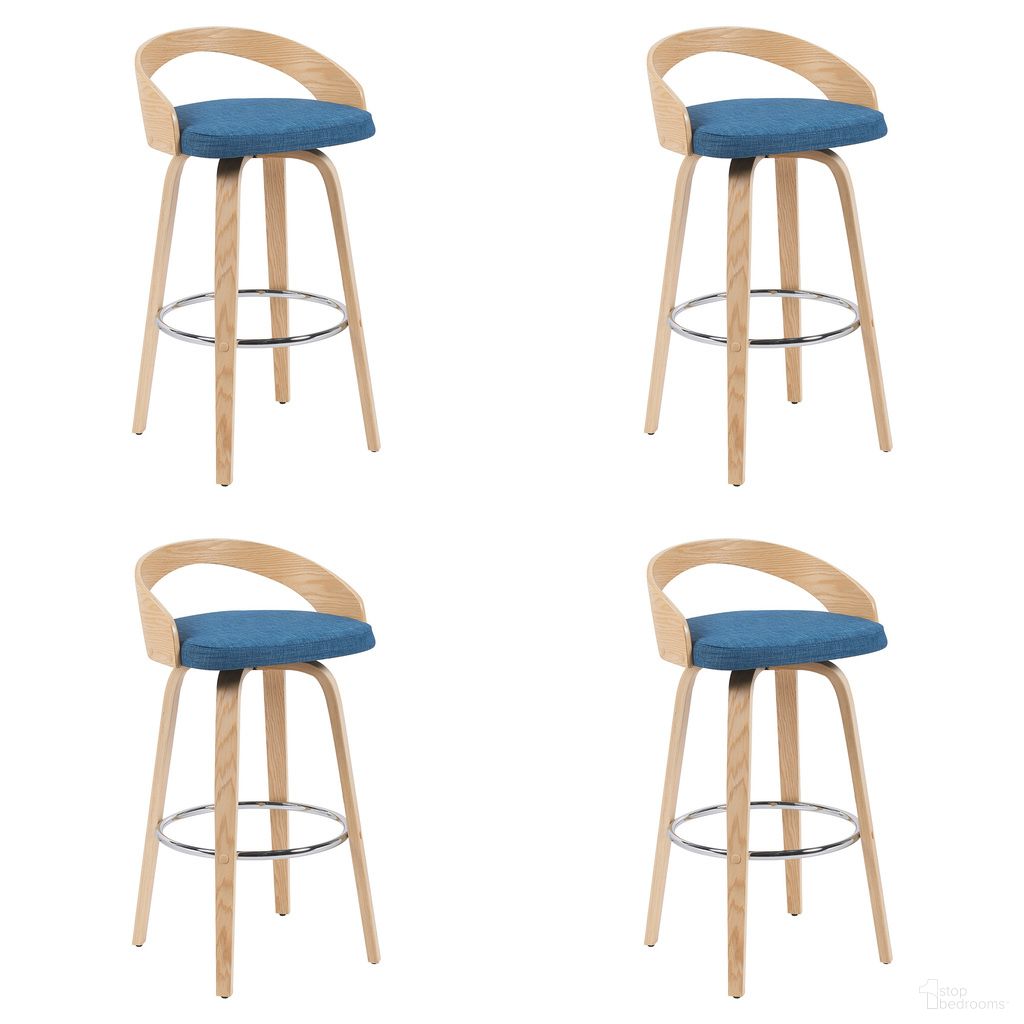 The appearance of Sonia Swivel Bar Height Stool Set of 4 In Blue and Patterned Oak designed by Armen Living in the modern / contemporary interior design. This blue and patterned oak piece of furniture  was selected by 1StopBedrooms from Sonia Collection to add a touch of cosiness and style into your home. Sku: LCSOBABLUPO30;LCSOBABLUPO30;LCSOBABLUPO30;LCSOBABLUPO30. Material: Metal.