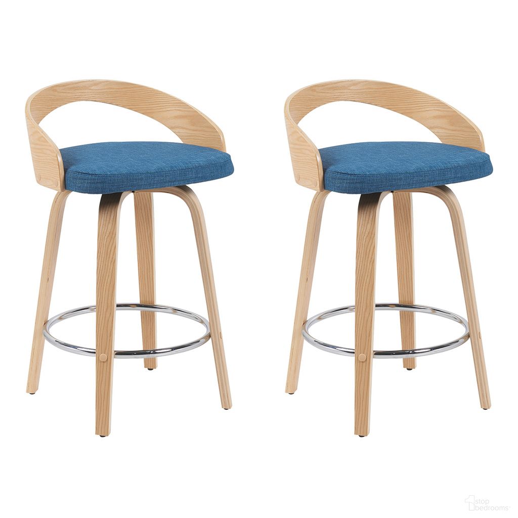 The appearance of Sonia Swivel Counter Height Bar Stool Set of 2 In Blue and Patterned Oak designed by Armen Living in the modern / contemporary interior design. This blue and patterned oak piece of furniture  was selected by 1StopBedrooms from Sonia Collection to add a touch of cosiness and style into your home. Sku: LCSOBABLUPO26;LCSOBABLUPO26. Material: Metal.