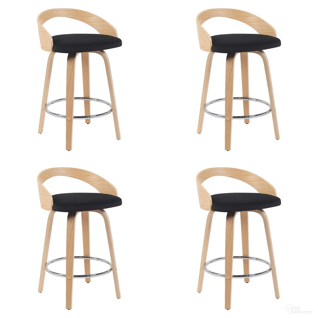 The appearance of Sonia Swivel Counter Height Bar Stool Set of 4 In Black and Patterned Oak designed by Armen Living in the modern / contemporary interior design. This black and patterned oak piece of furniture was selected by 1StopBedrooms from Sonia Collection to add a touch of cosiness and style into your home. Sku: LCSOBABLPO26;LCSOBABLPO26;LCSOBABLPO26;LCSOBABLPO26. Material: Metal.